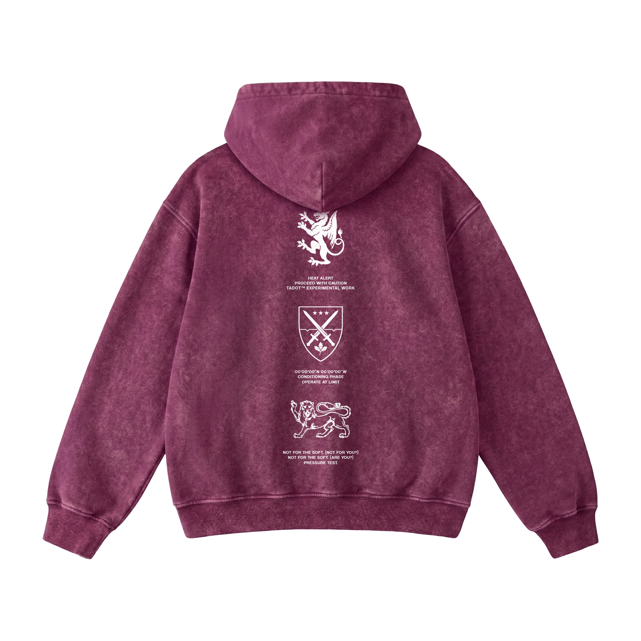 HERALDIC ACID WASH MAGENTA HOODIE
