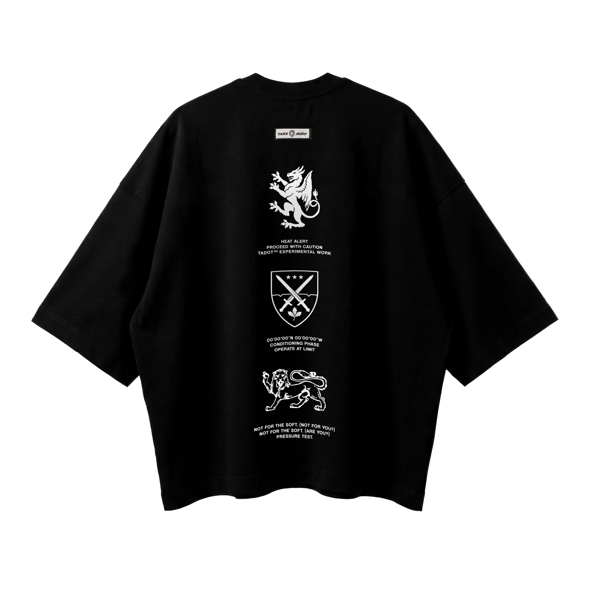 HERALDIC BOXY BLACK TEE