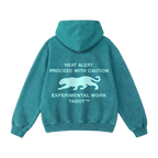 HEAT ALERT ACID WASH CYAN HOODIE