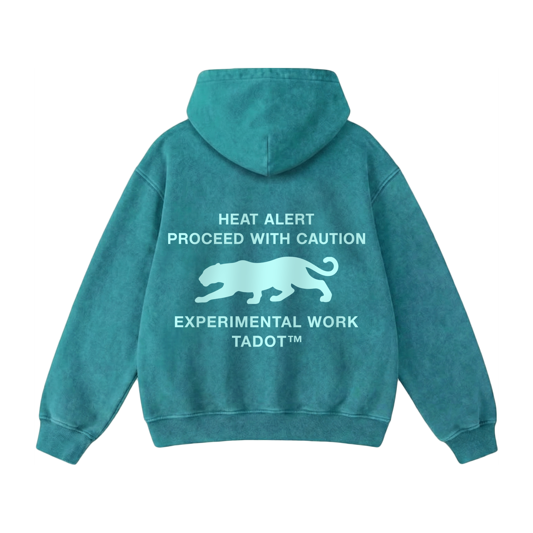 HEAT ALERT ACID WASH CYAN HOODIE